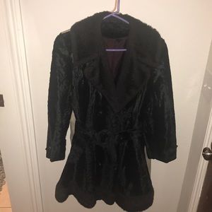 Vintage velvet tie coat with belt